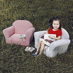 Keet Roundy Gingham Chair for Kids Upholstered Toddler Armchair for Ages 2–5, Sturdy Wooden Frame, Soft Durable Cotton Fabric, Lightweight, Fully Assembled, Ideal for Playrooms, Nurseries & Bedrooms.