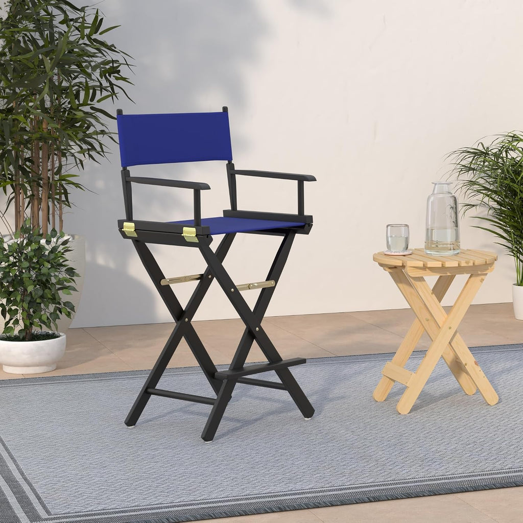 Casual Home 30" Director's Chair Black Frame-with Royal Blue Canvas, Bar Height