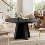 iPormis 47 Inches Round Dining Table for 4-6 People, Modern Wooden Kitchen Table for Dining Room, Farmhouse Circle Dinner Tables Furniture for Kitchen Living Room, Black