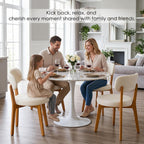 Furniliving Mid Century Modern Dining Chairs Set of 6, 300 lbs Capacity Upholstered Linen Kitchen Chairs with Solid Natural Wood Frame and Ergonomic Curved Back, Beige