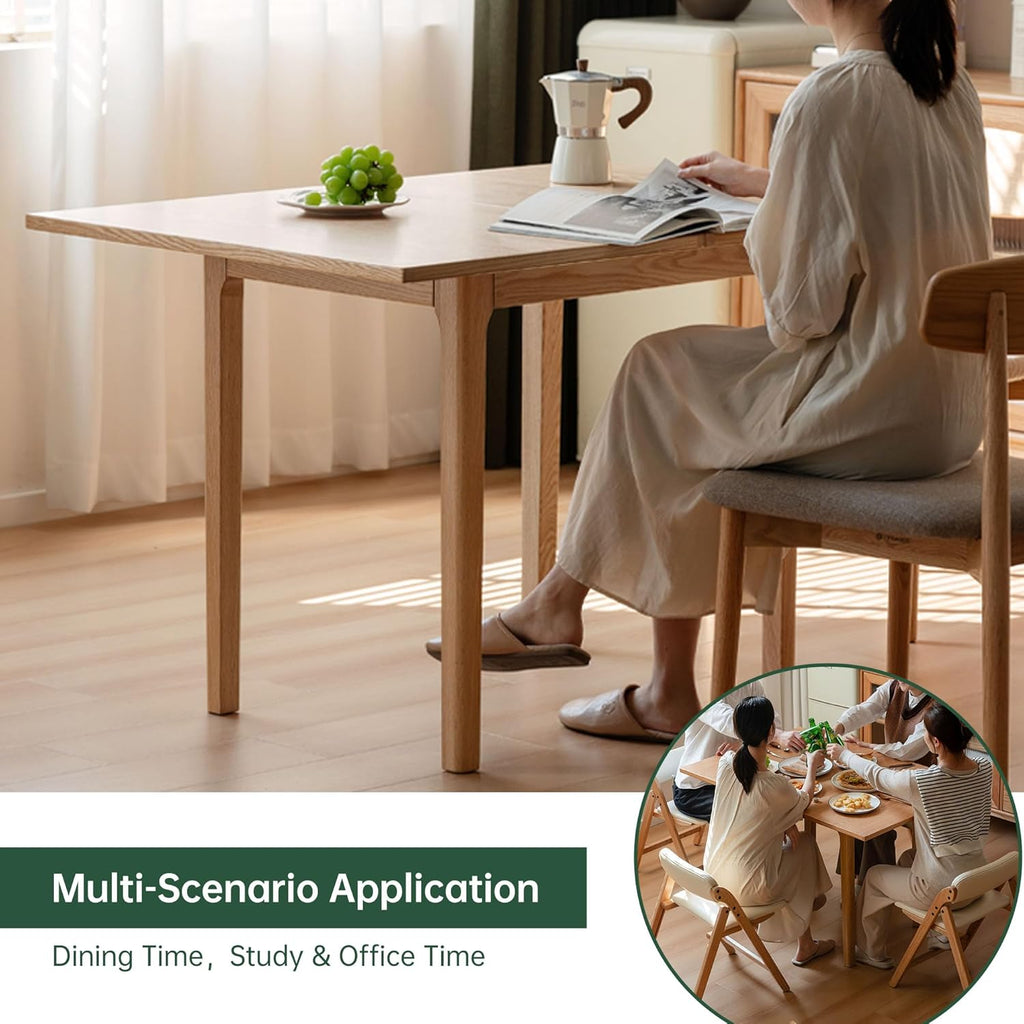 31"-47" Extendable Dining Table Chairs and bench Set for 4, Solid Wood Folding Kitchen Table with Oak Wood Legs, Space-Saving Dinner Tables for Living Room, Kitchen(Original, 1table+2chairs+1bench)