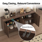 59" Buffet Cabinet with Storage, Modern Kitchen Buffet Sideboard with 4 Doors, Wood Coffee Bar with Adjustable Shelves, Kitchen Storage Cabinet with Adjustable Legs for Living Room (Walnut)