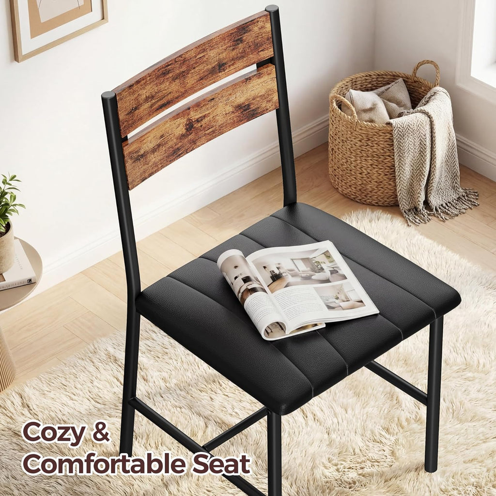 IRONCK Upholstered Dining Chairs Set of 4, Modern Dining Room Chairs with Ergonomic Backrest, MDF Board and Metal Frame, Kitchen Chairs for Dining, Kitchen and Living Room, Rustic Brown