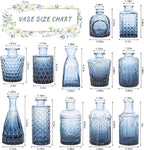 SUPMIND Glass Bud Vase Set of 12, Small Blue Flower Vases for Centerpieces in Bulk, Mini Vintage Vase for Wedding, Home,Table Decoration