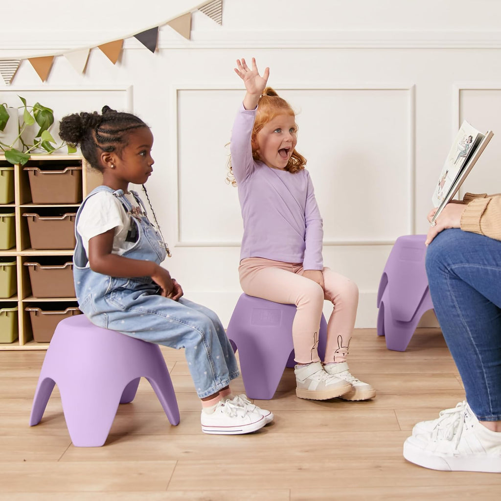 ECR4Kids Ayana Stackable Plastic Stool Seating Set, Children's Furniture, Light Purple, 4-Pack