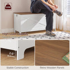 MAHANCRIS 39.4" Toy Chest, Sturdy Entryway Storage Chest with Safety Hinges, Retro Toy Box, Wooden Look Accent Furniture for Living Room, Bedroom, White+Walnut SCBZ48101