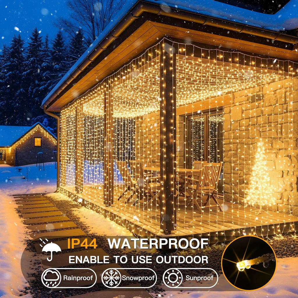 suddus 300 LED Curtain Lights Warm White 2PACK