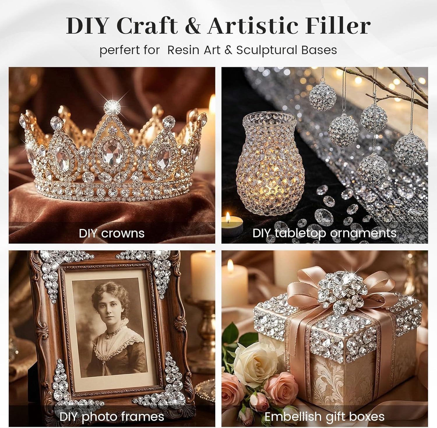 DomeStar 1000PCS Diamond Decorations, Clear Fake Diamonds Acrylic Craft Gems Crystals for Vase Fillers Wedding Table Scatters Party 5 Sizes（0.16''-0.9'')