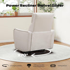 CANMOV Power Recliner Swivel Glider, Electric Swivel Rocker Recliners, Leatheraire Chair, Nursery Rocking Recliner Chair Reclining Sofa for Living Room, USB&Type-C Port, Cream White