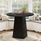 Tribesigns 31.5-Inch Round Dining Room Table for 2-4, Farmhouse Small Kitchen Dinner Table with Square Base for Dining Room Living Room, Black