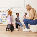 ECR4Kids Ayana Stackable Plastic Stool Seating Set, Children's Furniture, Black, 4-Pack