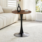 Walnut Round Dining Table for Small Space,24" Tulip Tables with Metal Pedestal Base,Bistro Table for 2 People for Office,Apartment,Kitchen,Break Room