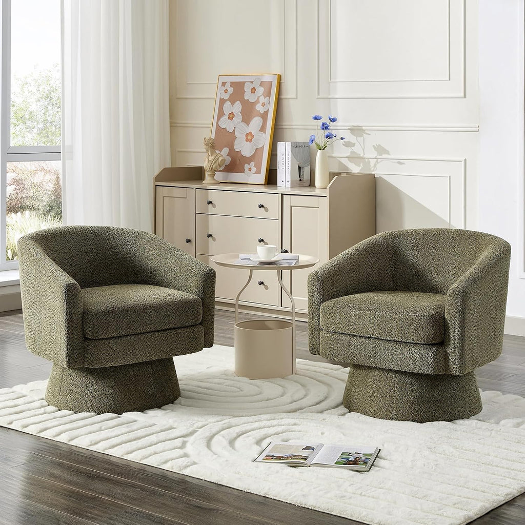 CABIHOME 360° Accent Chair, Wood Frame & Soft Padded Lounge Chair with Ergonomic Wrap Design, Cozy Chenille Fabric Armchair for Living Room, Garden, Patio