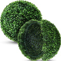 Hotop 2 Pcs 9 Inch Artificial Plant Topiary Ball 4 Layers Garden Spheres Boxwood Balls Artificial Topiaries Spheres Decorative Plants for Backyard, Balcony, Garden, Indoor Outdoor Decor(Green)