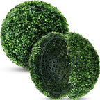 Hotop 2 Pcs 9 Inch Artificial Plant Topiary Ball 4 Layers Garden Spheres Boxwood Balls Artificial Topiaries Spheres Decorative Plants for Backyard, Balcony, Garden, Indoor Outdoor Decor(Green)