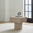 Signature Design By Ashley Jorielyn Contemporary Square End Table, Geometric Silhouette, Hardwood Solids, 24" W x 24" D x 24.13" H, Light Grayish Brown