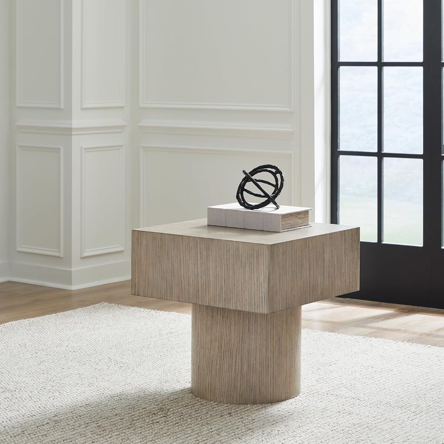 Signature Design By Ashley Jorielyn Contemporary Square End Table, Geometric Silhouette, Hardwood Solids, 24" W x 24" D x 24.13" H, Light Grayish Brown