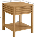 Martin Svensson Home Julian Genuine Oak Wood End Table, 20 Inch Square, Mid Century Modern Side Table with Drawer and Lower Shelf for Living Room, Light Oak Natural