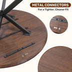 47.2" 5-Piece Round Dining Table Set for 4, Modern Wood Dining Table with 4 Upholstered Chairs, Kitchen & Dining Room Table Set with Metal Base for Apartment, Small Space, Walnut Table+4 Balck Chairs