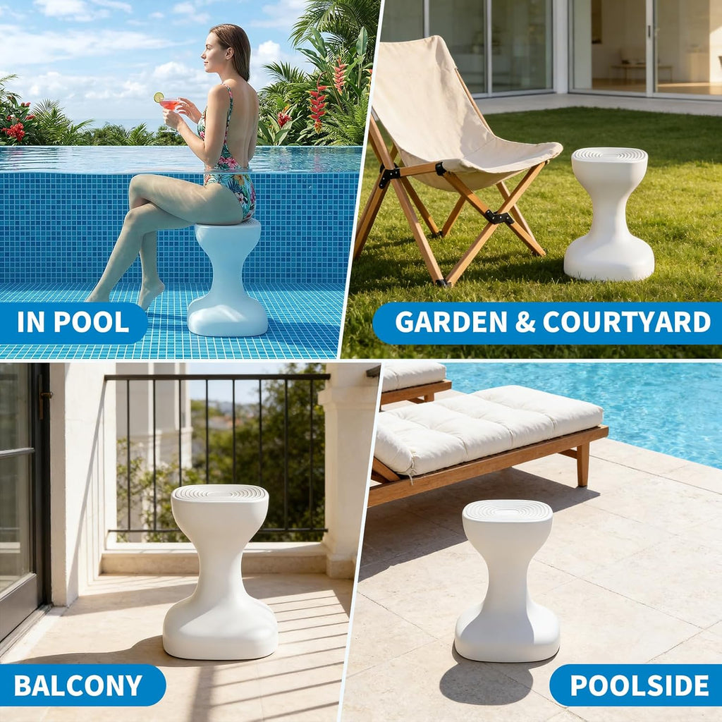 24" Pool stools for Underwater,Pre-Weighted Pool Stools with Foot Rest,Waterproof Patio Furniture with Adjustable Feet for Poolside Seats for Edge,1PC