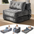 Folding Sofa Bed, Convertible Single Sleeper Chair with Back Support & Pillow, Multifunctional Fold Out Chair Bed for Small Space Living Room Bedroom Guest Office (Grey)
