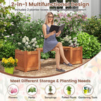 Planter Box Bench Outdoor, Wood Patio Bench with 2 Wood Planter Boxes, Raised Plant Container Garden Bench for Outdoor, Patio, Yard, Deck & Balcony