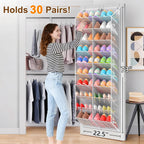 UVIAHOMI Over the Door Shoe Organizer for 30 Pairs, 10-Tier Light Grey