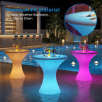 Mjkone 23" H LED Light Up Bar Table with Remote Controls, Rechargable Cocktail Tables for Party with 16 RGB Multi-Colored Lights, Waterproof Light Up Luminous Furniture for Home Bars, Round 1 Piece