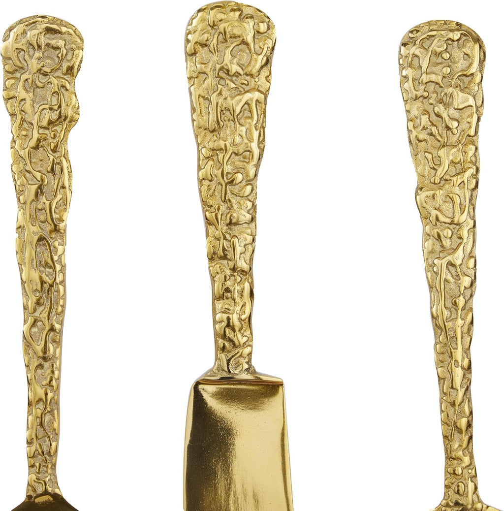 Deco 79 Aluminum Metal Utensils Home Wall Decor Knife, Spoon and Fork Wall Sculpture, Set of 3 Wall Art 6"W, 23"H, Gold