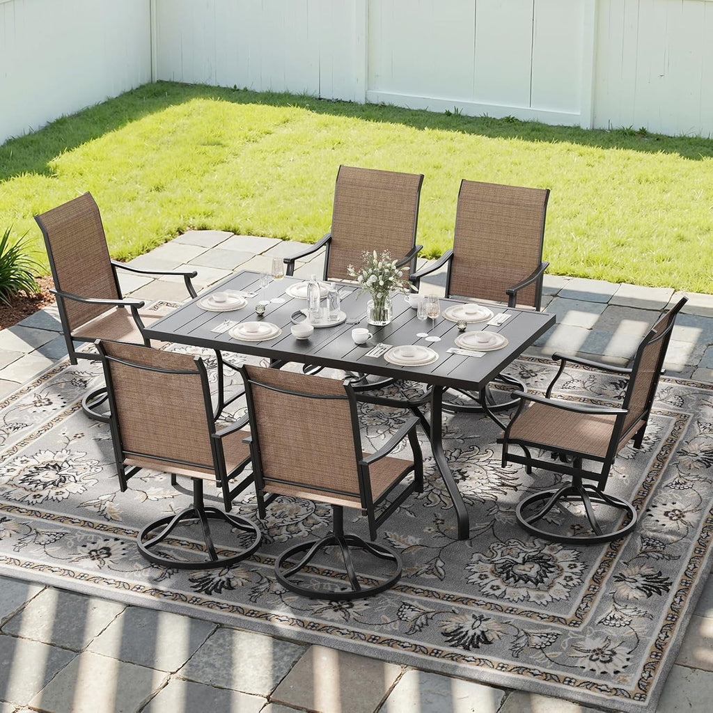 Soohow Outdoor Dining Table 60"x35", Rectangle Patio Dining Table with 1.57" Umbrella Hole, Outdoor Metal Furniture for Patio, Graden, Backyard and Poolside, Weather-Resistant