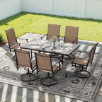 Soohow Outdoor Dining Table 60"x35", Rectangle Patio Dining Table with 1.57" Umbrella Hole, Outdoor Metal Furniture for Patio, Graden, Backyard and Poolside, Weather-Resistant