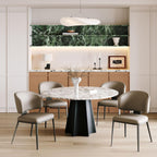 Dining Chairs Modern High Backrest Comfortable, Fashion Upholstered Kitchen Chair Armless Dinner Chair with Metal Legs for All Rooms (Milk Coffee, Set of 6)