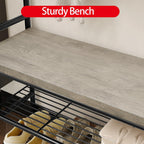 GarveeHome Hall Tree Shoe Bench, 4 in-1 Entryway Storage Bench with 8 Sturdy Hooks, Freestanding Coat Rack for Small Spaces, Apartments, Bedroom, Rustic Gray