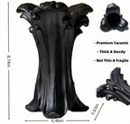 Vintage Gothic Ceramic Vase, 8.74×6.46×5.63inches, Matte Black Flower Vase for Red & Black Roses,Dark Academia Witchy Aesthetic Vase for Bedroom Living Room Dining Table