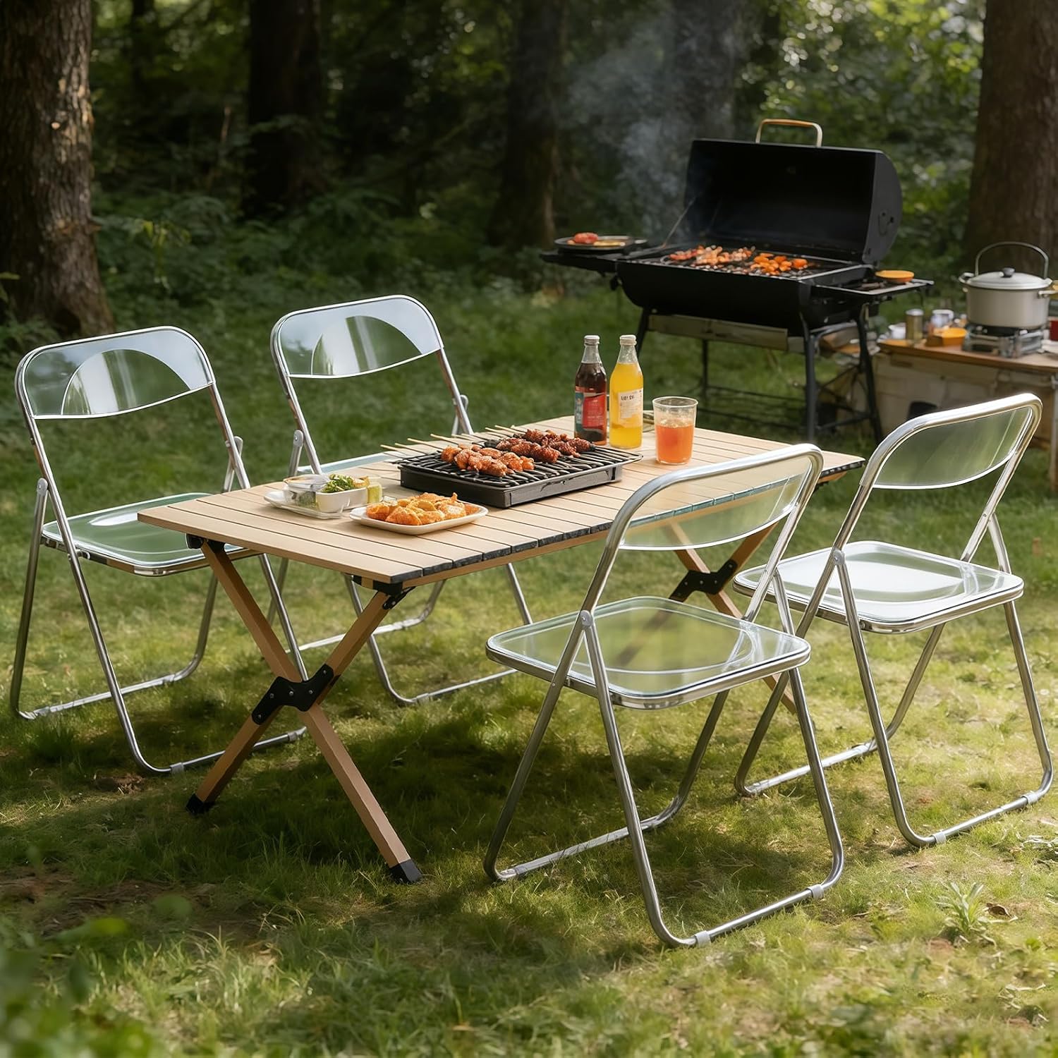 Folding Chair, 12 Pack Acrylic Chair, Clear | Space-saving acrylic folding chair,easy fold & store.Holds up to 300 lbs,comfortable for home,office,parties and daily use.
