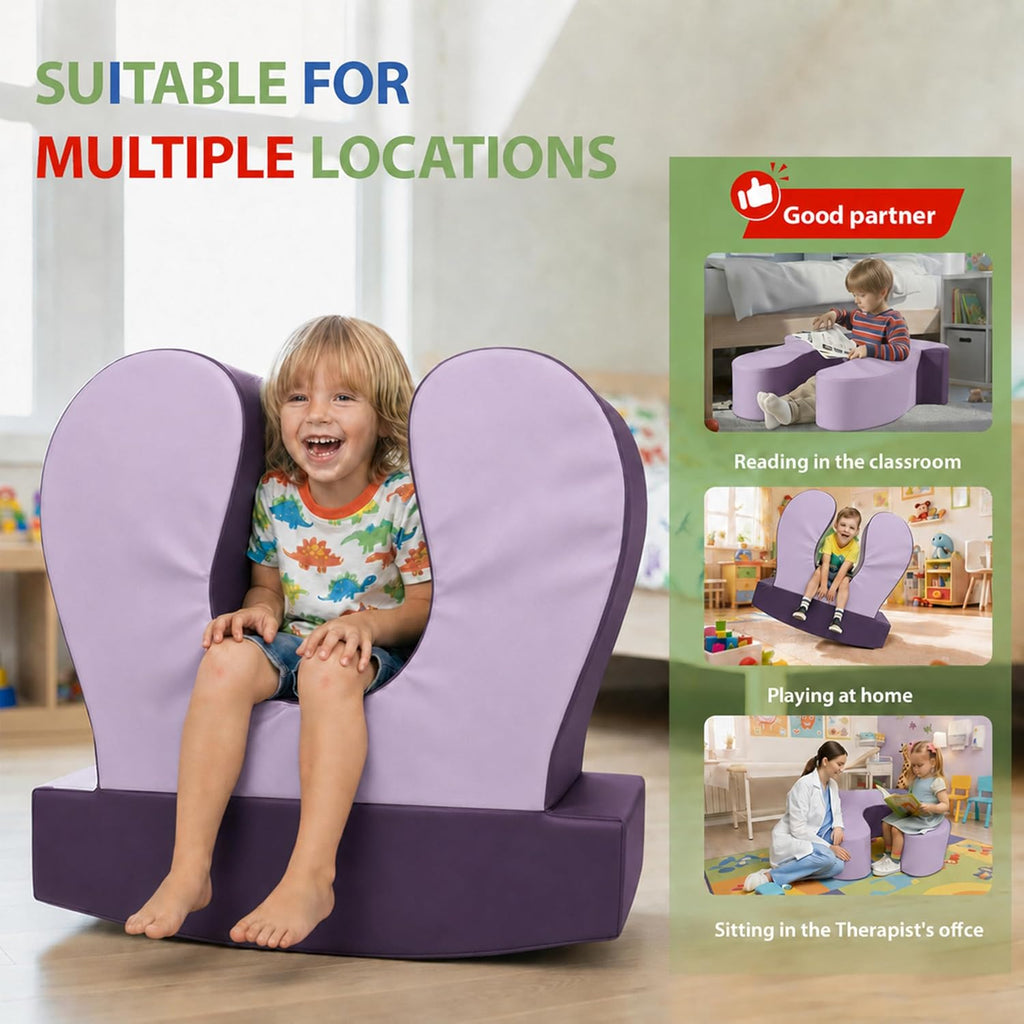 Sensory Chair for Kids, Soft Squeeze, Calming Compression Rocker for Autism ADHD, Emotional Regulation & Focus, Supportive High-Density Foam, Fit for Reading Corner, Playroom, Therapy Room (Purple)
