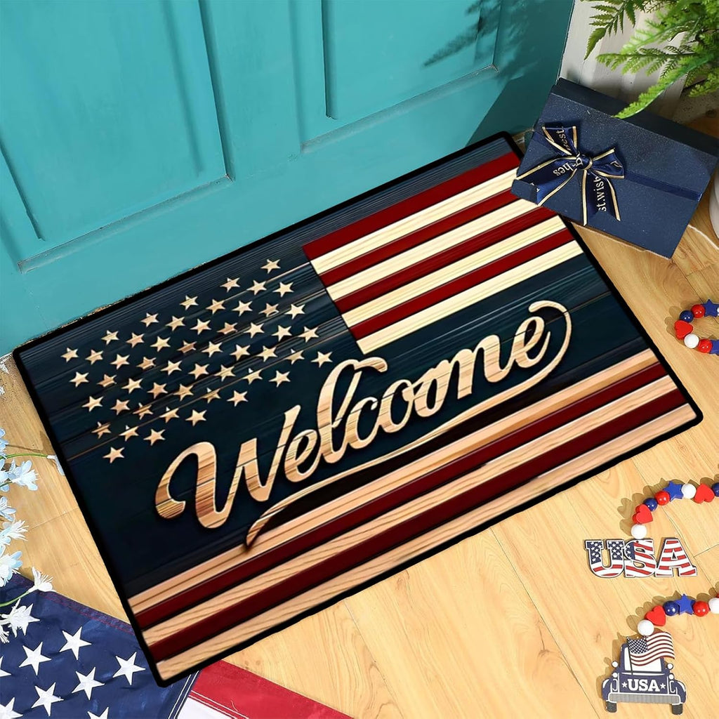 250th Anniversary USA Doormat,God Bless America Door Mat 4th of July Welcome Mat (WelcomeMat)