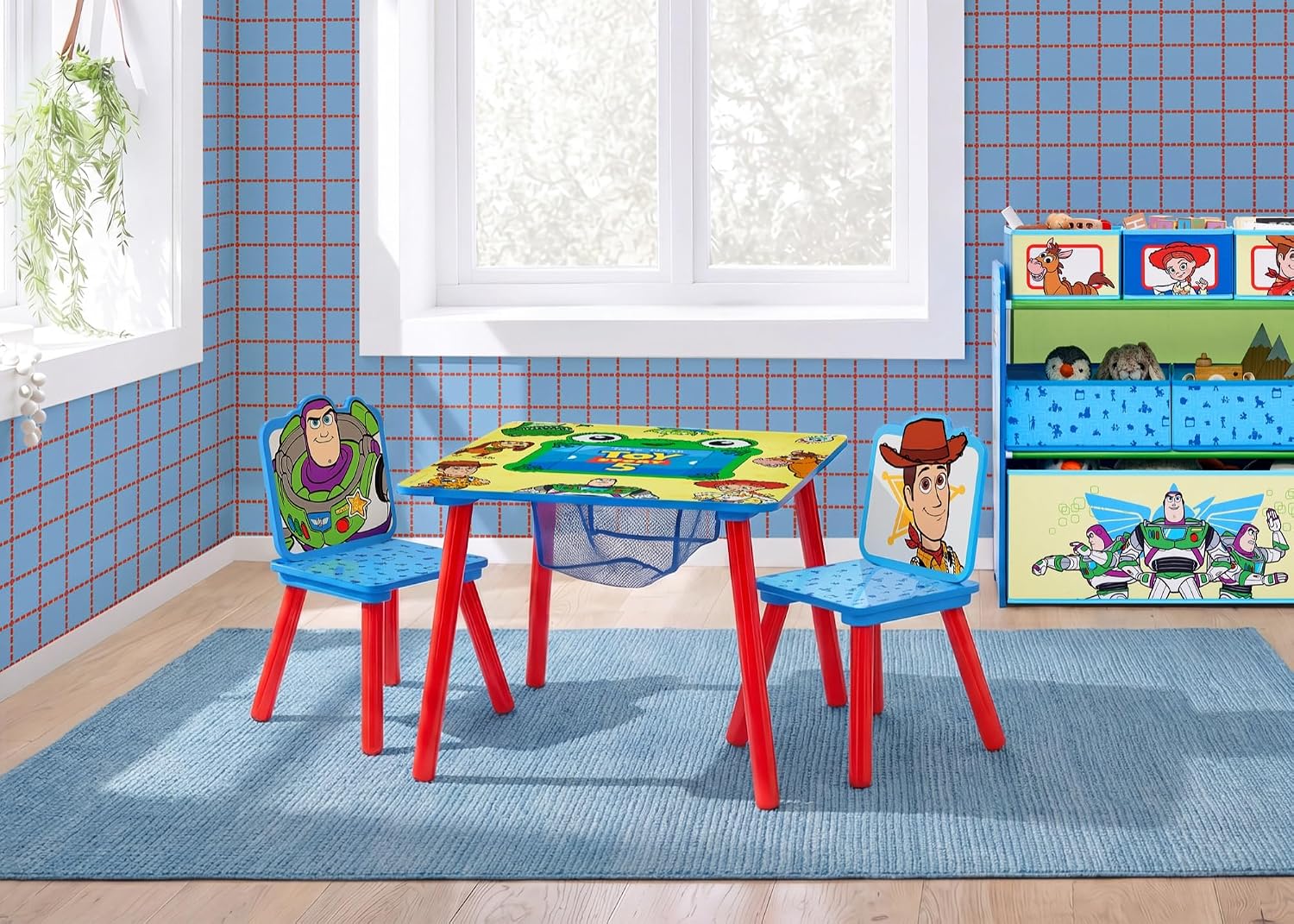 Delta Children Toy Story Kids Table and 2 Chair Set with Storage, Blue | Greenguard Gold Certified, Kids Table & Chair Set for Toddlers & Children for Arts/Crafts, Snack Time, Durable Activity Table