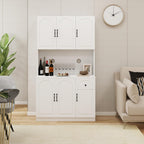 71" Pantry Cabinet,Freestanding Tall Cupboard Storage Cabinet with a Drawer,Tall Kitchen Pantry Storage Cabinet with Microwave Stand for Living Room, Dining Room,White