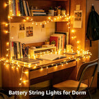 Ollny Fairy Lights Battery Operated 2 Pack, Total 200 LED 66 FT Battery String Lights, Waterproof LED Light with 8 Modes, Bedroom Indoor Outdoor Classroom Party Decorations, Warm White