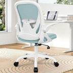 Primy Office Chair Ergonomic Desk Chair with Adjustable Lumbar Support and Height, Swivel Breathable Desk Mesh Computer Chair with Flip up Armrests for Conference Room（Light Blue）