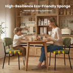 Upholstered Dining Chairs Set of 4, Modern Fabric Kitchen Chairs with Curved Backrest and Cushioned Seat, Sturdy Metal Legs, Modern Dining Chairs for Kitchen Dining Room, Living Room,Green