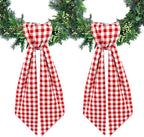 2pcs Wreath Sash for Front Door Red Buffalo Plaid Seersucker Wreath Satin Sash Burlap Garland Ribbon Accessories for Wreath Yard Doorway Indoor Outdoor Bridal Shower Home Decor,5.1 x 54.3