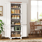 Function Home 72" Kitchen Pantry Cabinet, Freestanding Storage Cabinets, Tall Food Pantry with Doors and Adjustable Shelves, Utility Floor Cabinet for Kitchen Dining Room Living Room, White