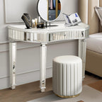 SSLine Mirrored Console Table Makeup Dressing Table,Modern Sofa Side Table Mirrored Desk Media Console Vanity Desk with One Drawer for Home Office Entryway Hallway