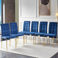 NORDICANA Upholstered Velvet Dining Chairs for 6, Classic High Back Kitchen Chairs Set of 6, Tufted Side Chairs, Golden Color Metal Legs, Navy Blue