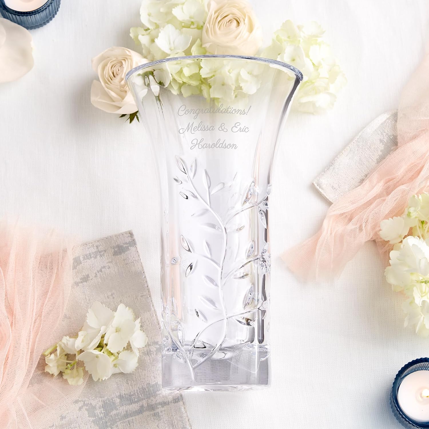 Things Remembered Vera Wang Engraved Crystal Leaf Vase