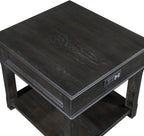 Lexicon Mid Century Modern 24" x 27" End Table with Storage, Wood Side Table with USB Charging Ports and Outlet, 1 Dovetail Drawer and Open Storage Shelf for Living Room/Bedroom, Charcoal