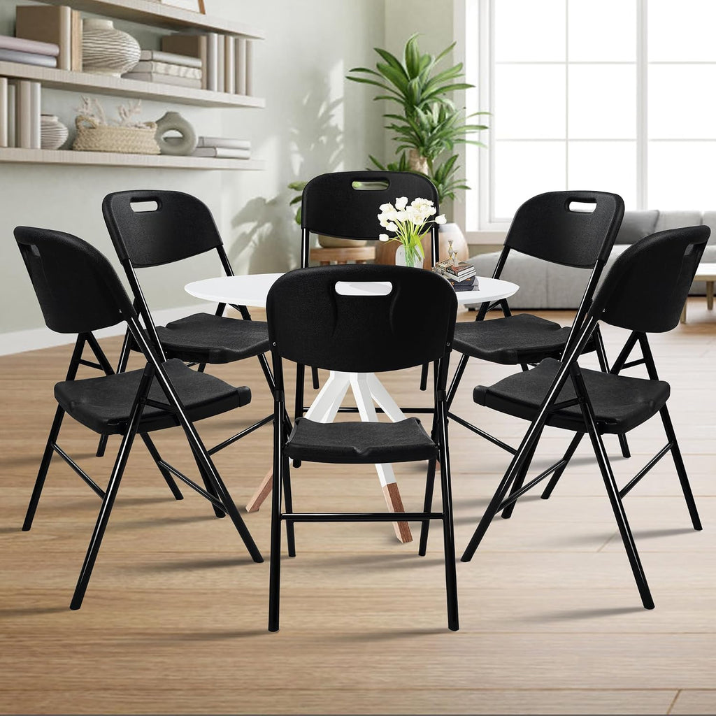 8 Pack Folding Chair, 600 lb Weight Capacity,Indoor/Outdoor Heavy Duty Foldable Chairs for Restaurants, Kitchens, Picnics, Races, Parties & Weddings. (8, Black)