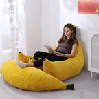 Banana Chaise Lounge Sofa Chair for Living Room, Bean Bag Chair with Ottoman, Floor Sofa Bed with Footrest, Comfy Convertible Lounger, Plush Couch for Bedroom, Dorm (Yellow, King)